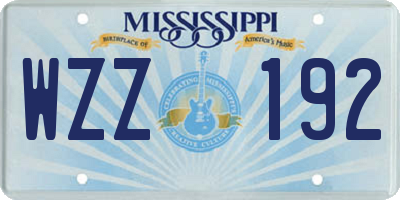 MS license plate WZZ192