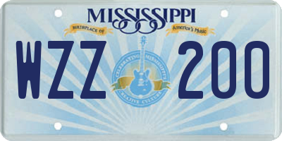 MS license plate WZZ200