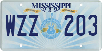 MS license plate WZZ203