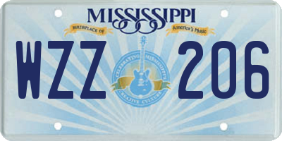 MS license plate WZZ206