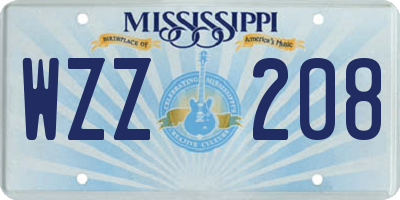 MS license plate WZZ208