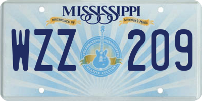 MS license plate WZZ209