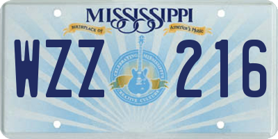 MS license plate WZZ216