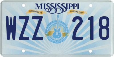 MS license plate WZZ218