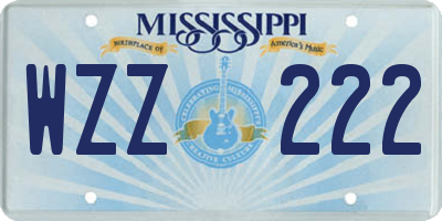 MS license plate WZZ222