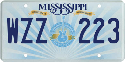 MS license plate WZZ223
