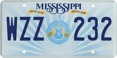 MS license plate WZZ232