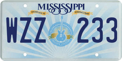 MS license plate WZZ233