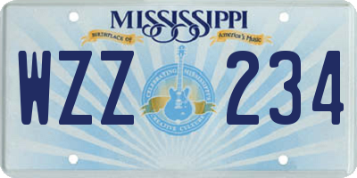 MS license plate WZZ234