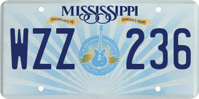 MS license plate WZZ236