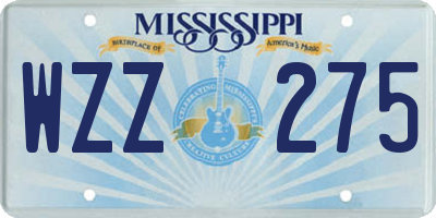 MS license plate WZZ275