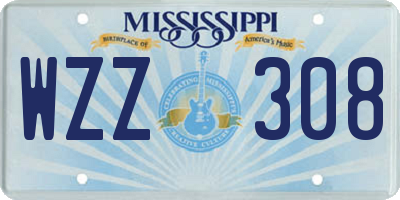 MS license plate WZZ308