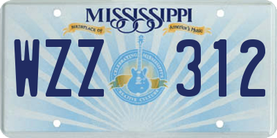 MS license plate WZZ312