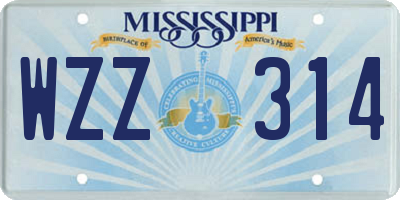 MS license plate WZZ314