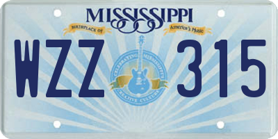 MS license plate WZZ315