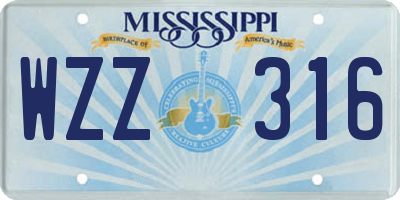 MS license plate WZZ316