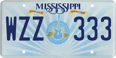 MS license plate WZZ333