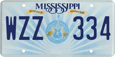 MS license plate WZZ334