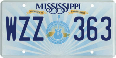 MS license plate WZZ363