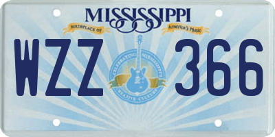 MS license plate WZZ366