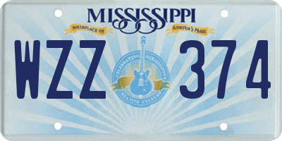 MS license plate WZZ374