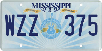 MS license plate WZZ375