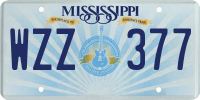 MS license plate WZZ377