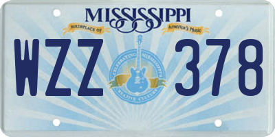 MS license plate WZZ378