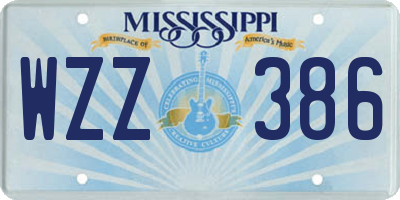 MS license plate WZZ386