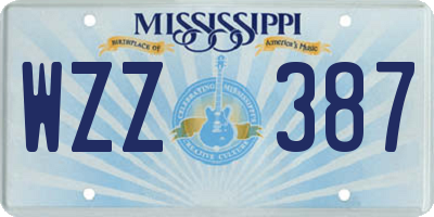 MS license plate WZZ387