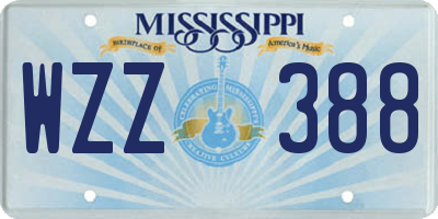 MS license plate WZZ388