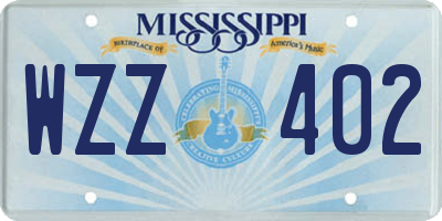 MS license plate WZZ402