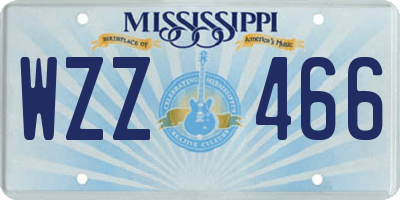 MS license plate WZZ466