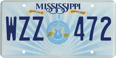 MS license plate WZZ472