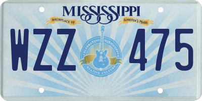 MS license plate WZZ475