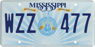 MS license plate WZZ477