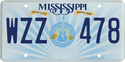 MS license plate WZZ478