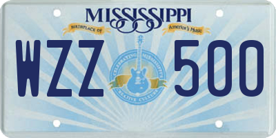 MS license plate WZZ500