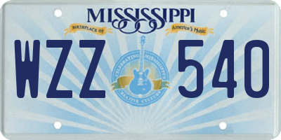 MS license plate WZZ540