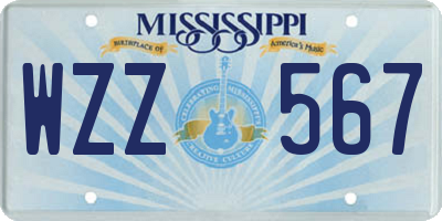 MS license plate WZZ567