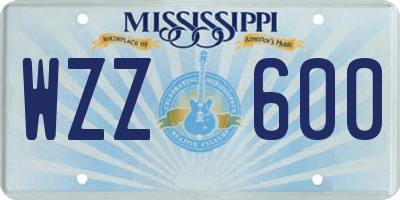 MS license plate WZZ600