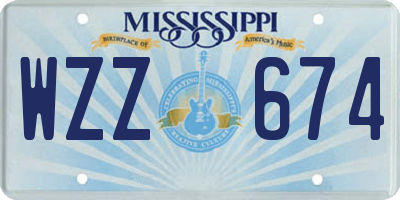 MS license plate WZZ674