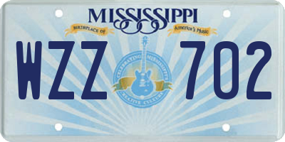 MS license plate WZZ702