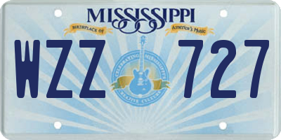 MS license plate WZZ727
