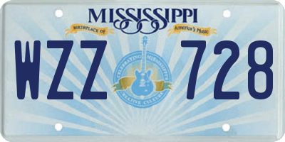 MS license plate WZZ728