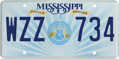 MS license plate WZZ734