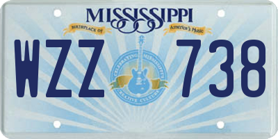 MS license plate WZZ738