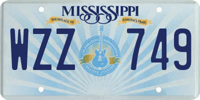 MS license plate WZZ749