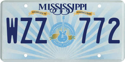 MS license plate WZZ772