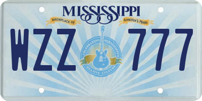 MS license plate WZZ777